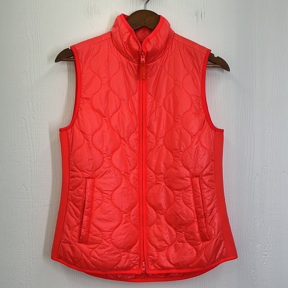 J Crew - NWT Bright Orange Red Zip Closure Sleeveless Vest Pockets Size Small - Picture 7 of 13